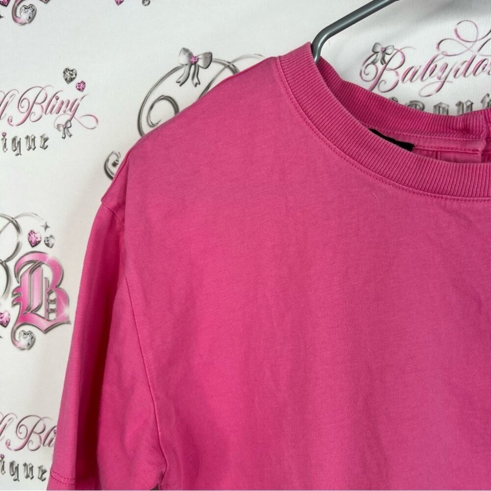 Talbots tee tshirt top bright slits on side Pink button detail Shirt - Picture 6 of 12